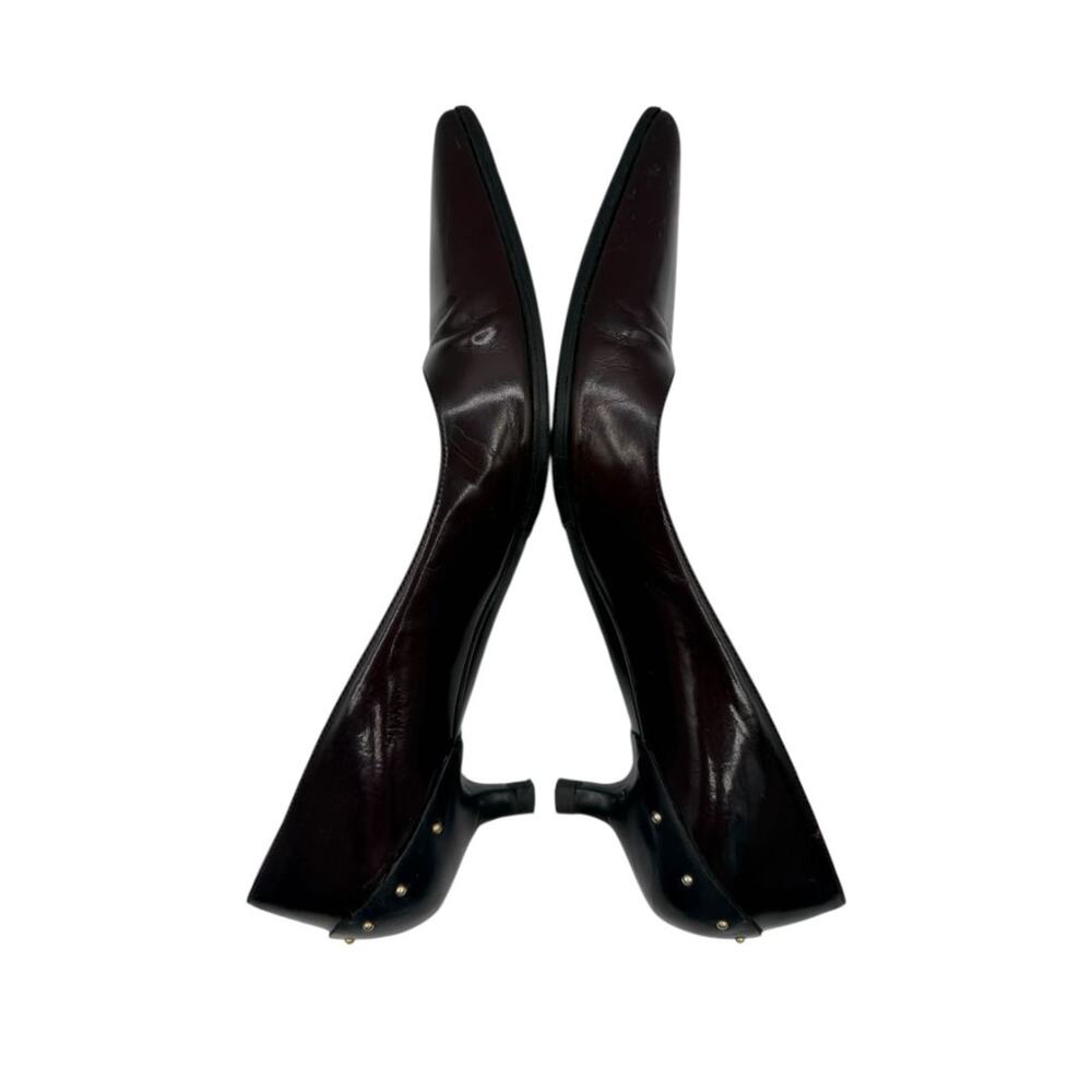 Gucci Burgundy Leather Pointed-Toe Kitten Heel Pumps – Size 36.5 - Picture 9 of 13
